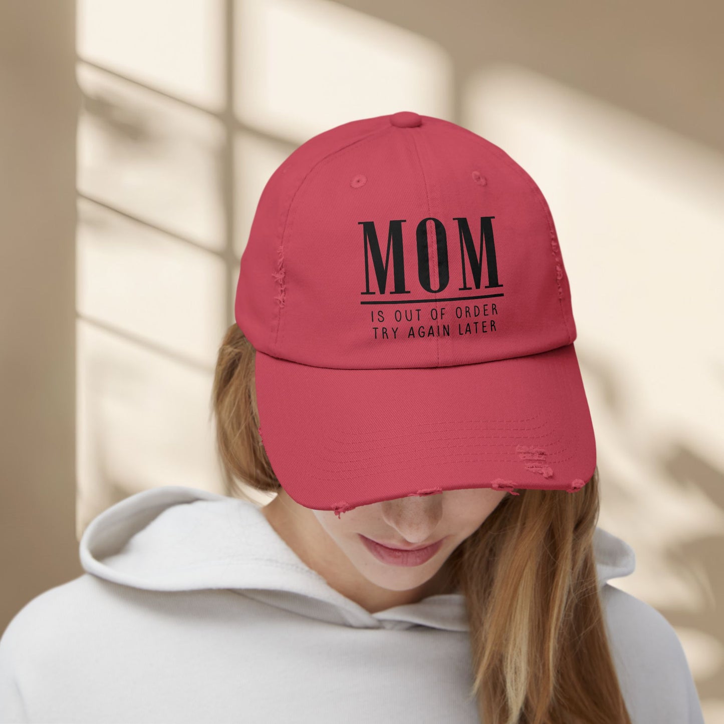 Funny Mom Out of Order Distressed Hat