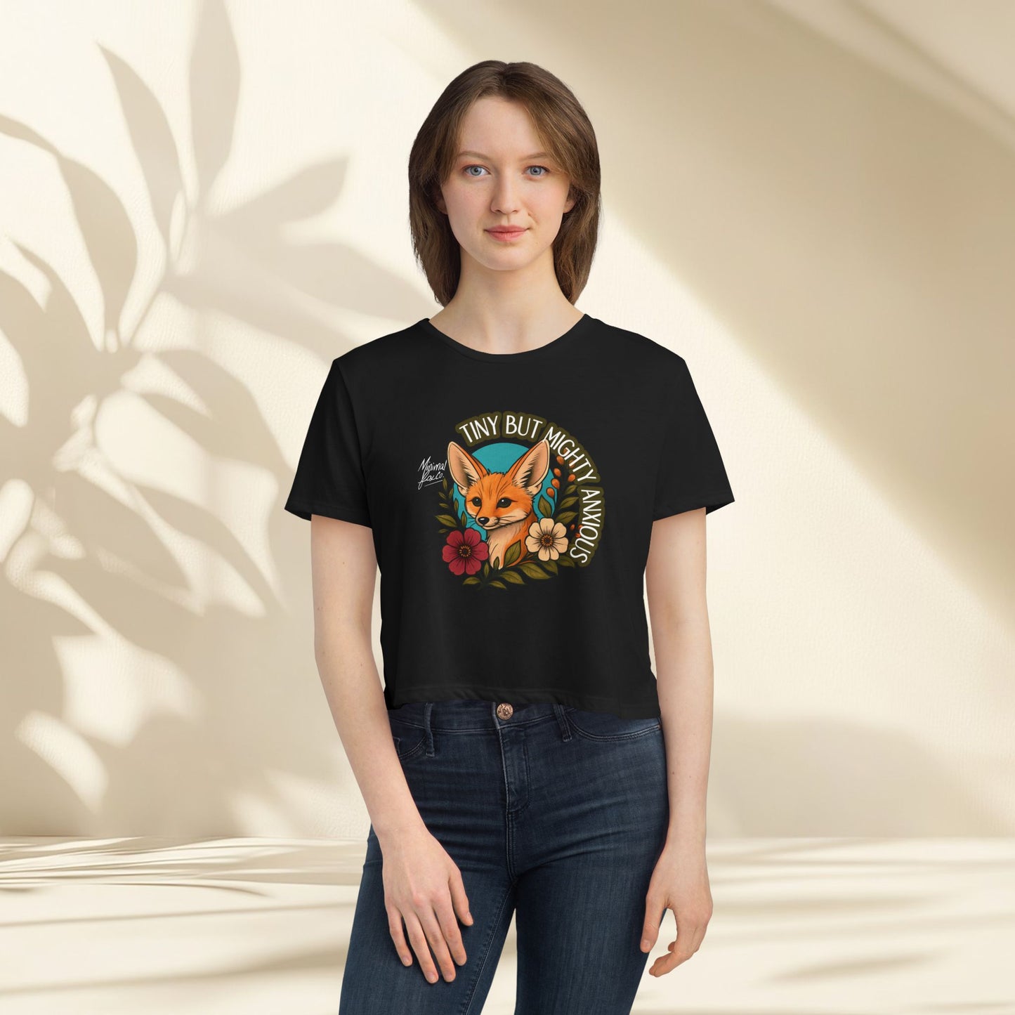 Tiny But Mighty Anxious Fennec Fox Crop Top