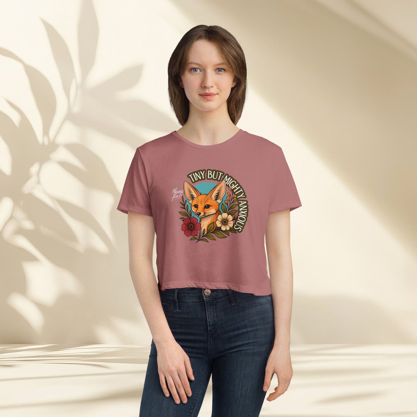 Tiny But Mighty Anxious Fennec Fox Crop Top