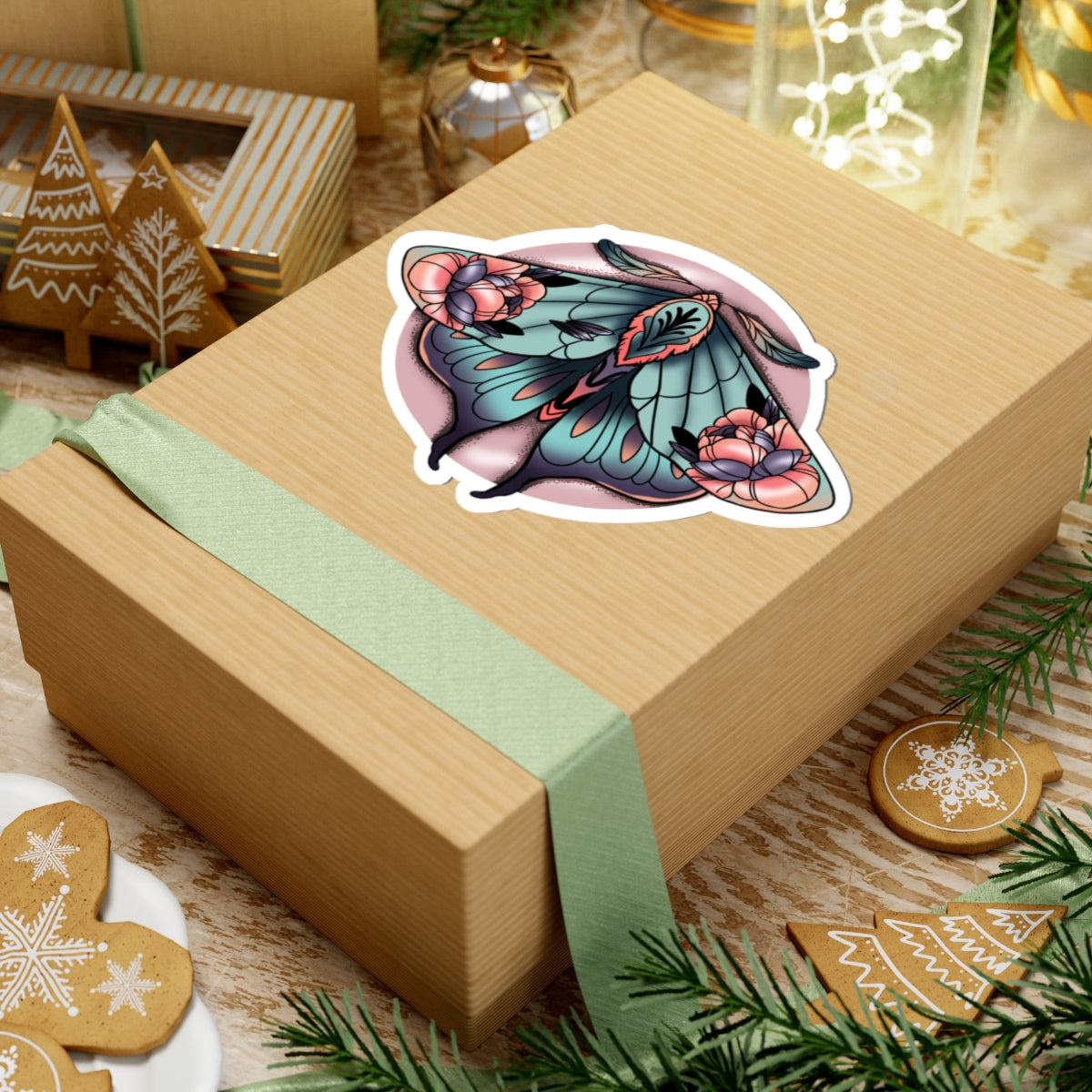 Floral Moth Sticker