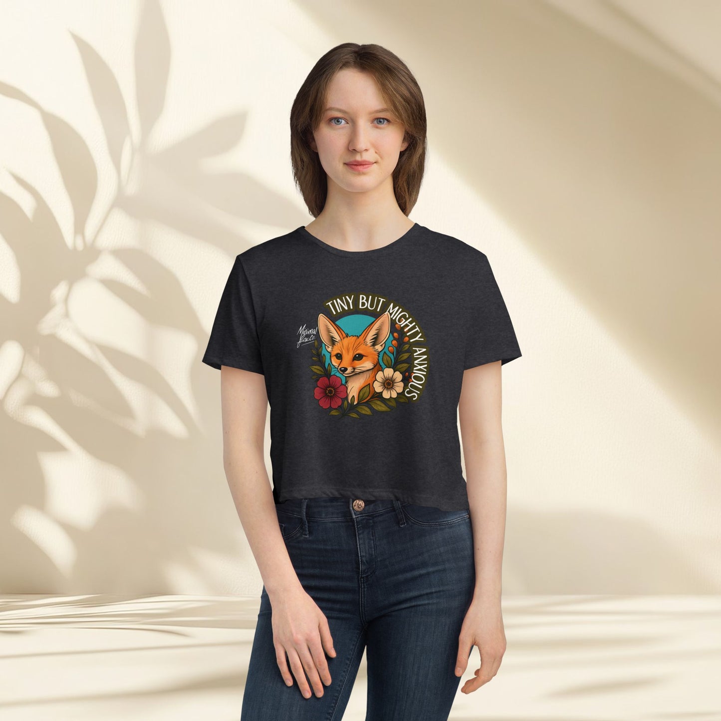 Tiny But Mighty Anxious Fennec Fox Crop Top