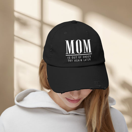 Funny Mom Out of Order Distressed Hat