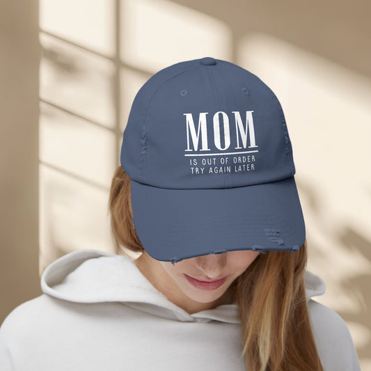 Funny Mom Out of Order Distressed Hat