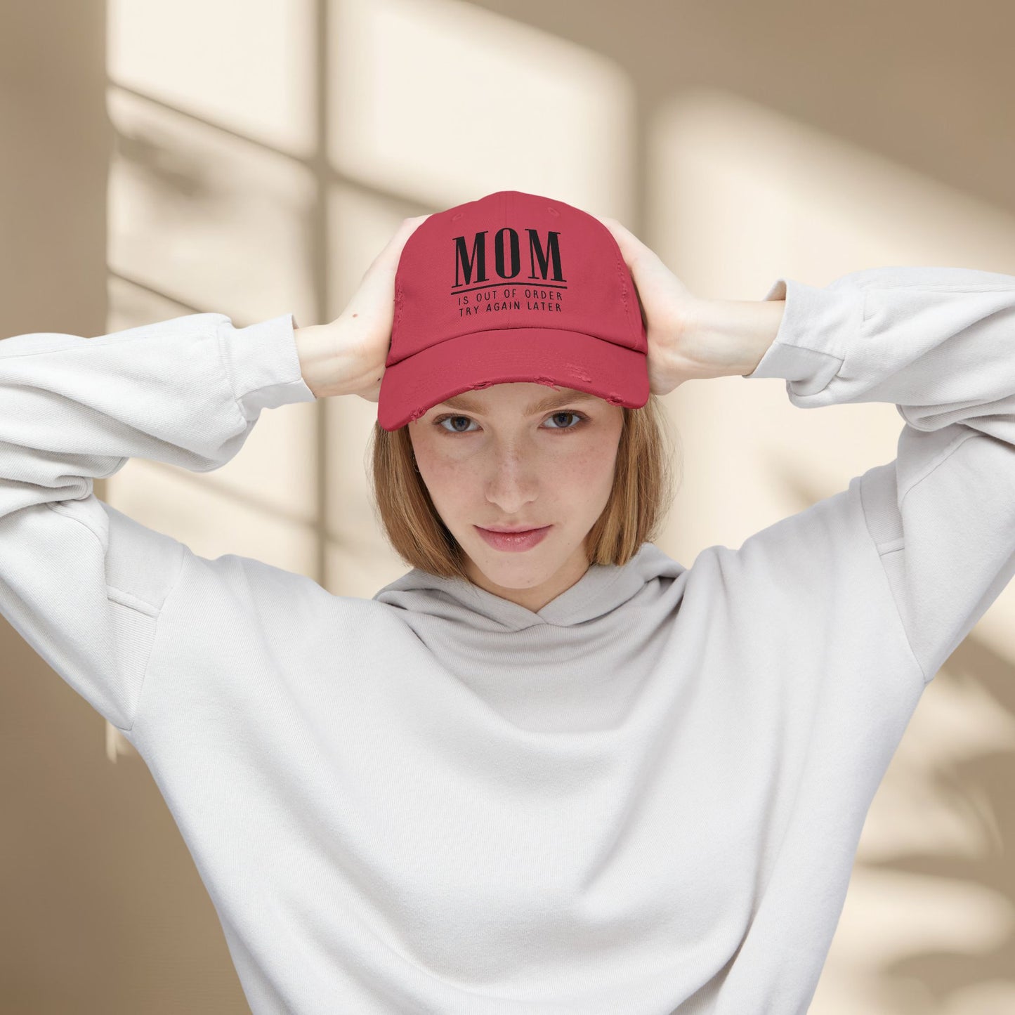 Funny Mom Out of Order Distressed Hat