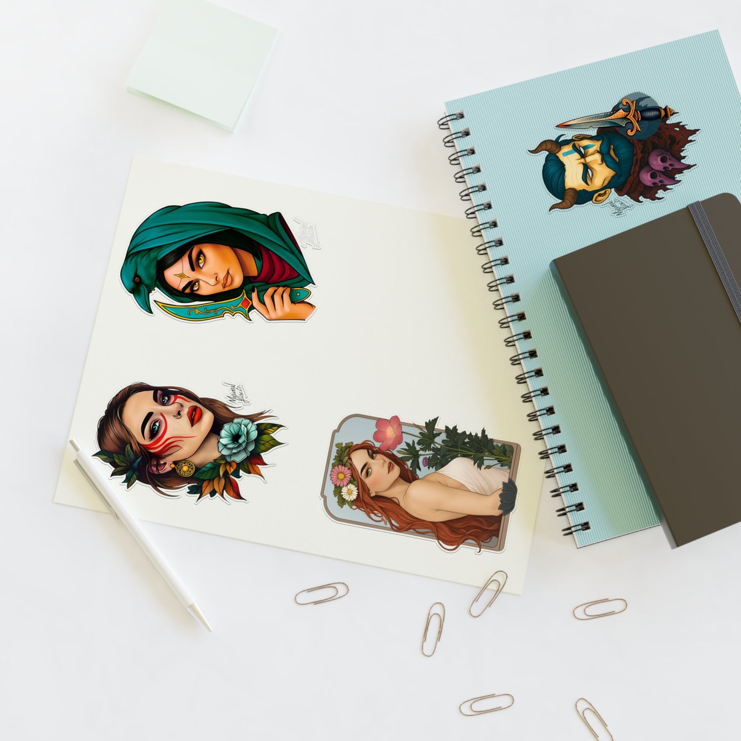 Neo Traditional Character Sticker Sheets