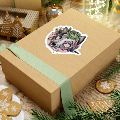 Boho Floral Cat Skull Stickers