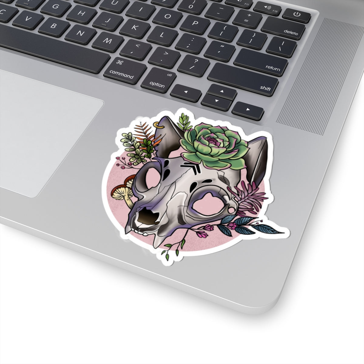 Boho Floral Cat Skull Stickers