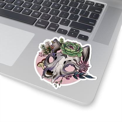 Boho Floral Cat Skull Stickers