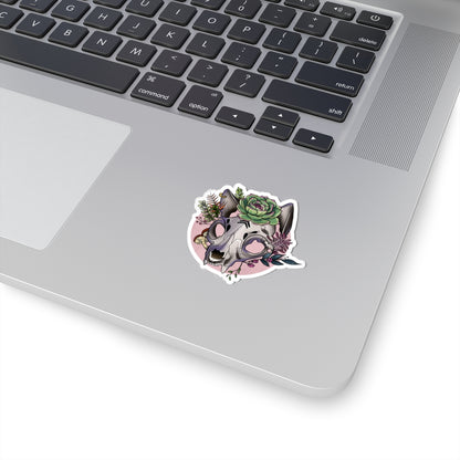 Boho Floral Cat Skull Stickers