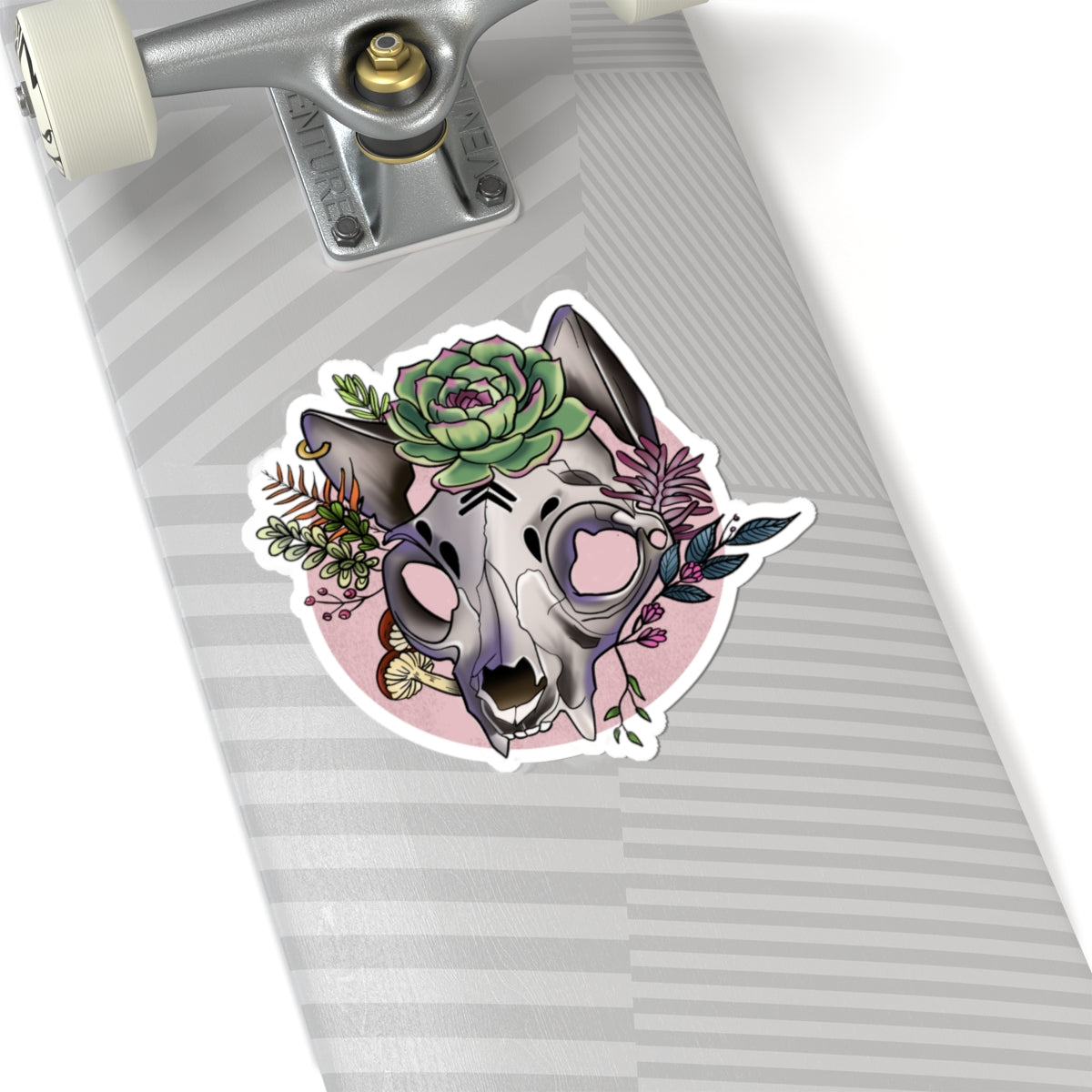 Boho Floral Cat Skull Stickers