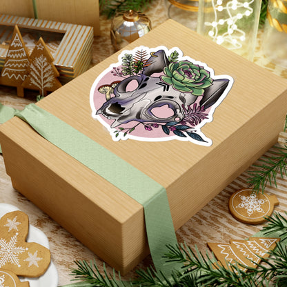 Boho Floral Cat Skull Stickers