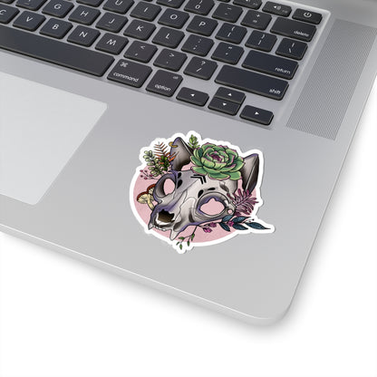 Boho Floral Cat Skull Stickers