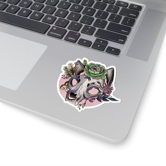 Boho Floral Cat Skull Stickers